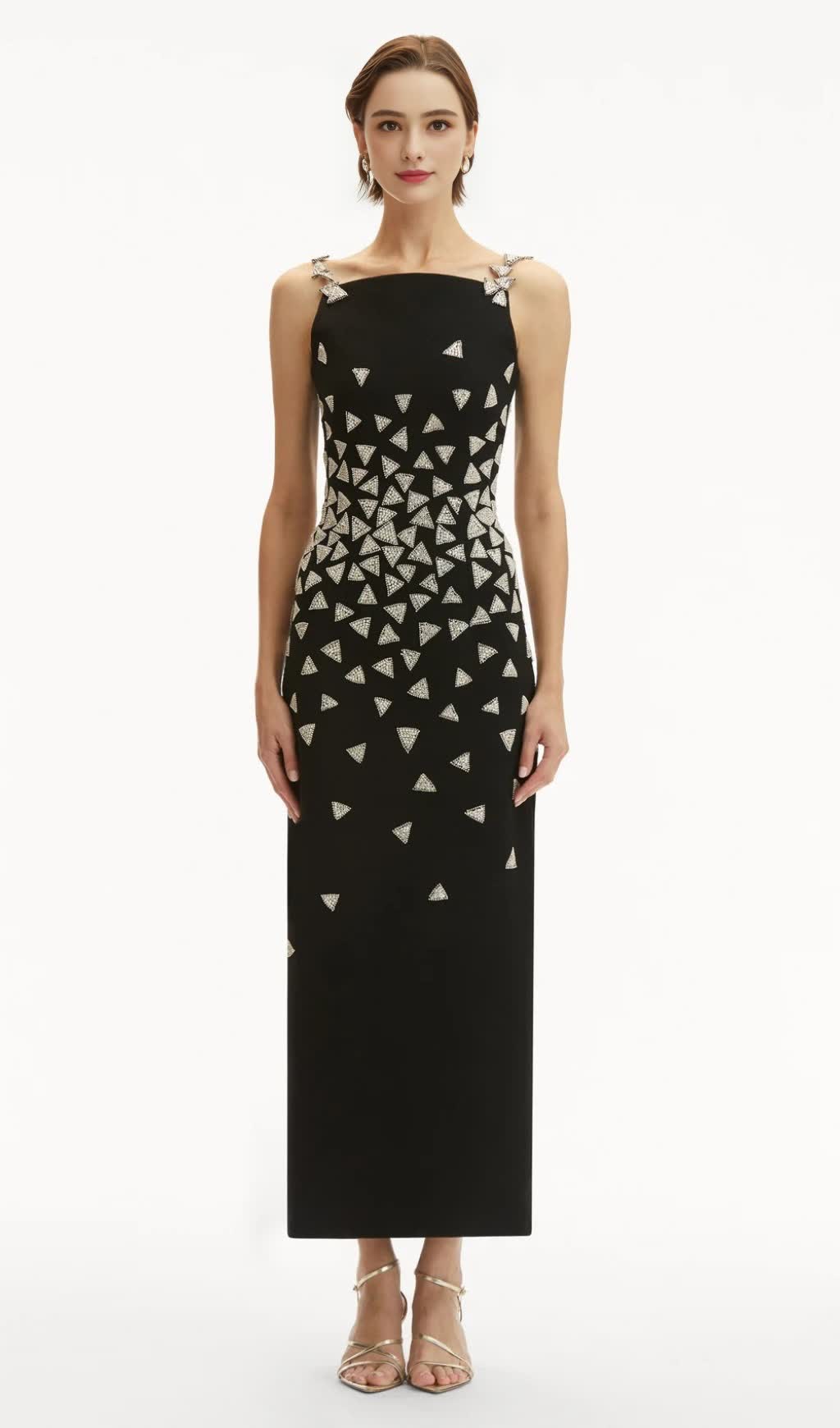 CRYSTAL TRIANGLE MAXI BANDAGE DRESS