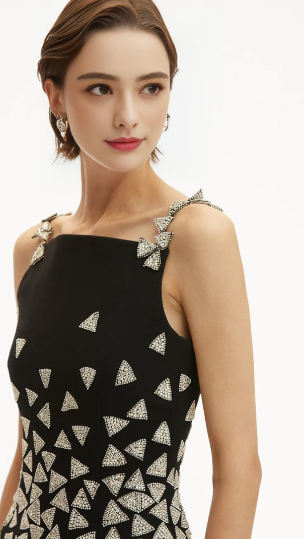 AIIZIE CRYSTAL TRIANGLE MAXI BANDAGE DRESS - product image