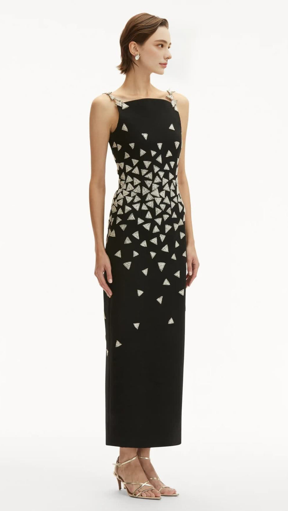 CRYSTAL TRIANGLE MAXI BANDAGE DRESS