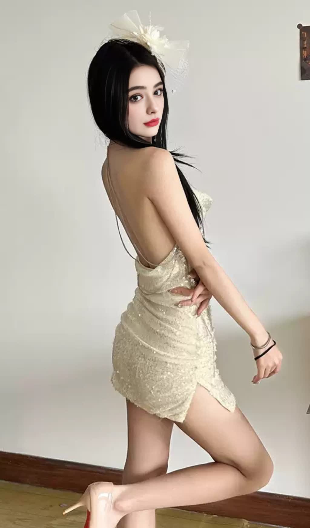 Apricot Sequin Halter Neck Ruched Homecoming Dress