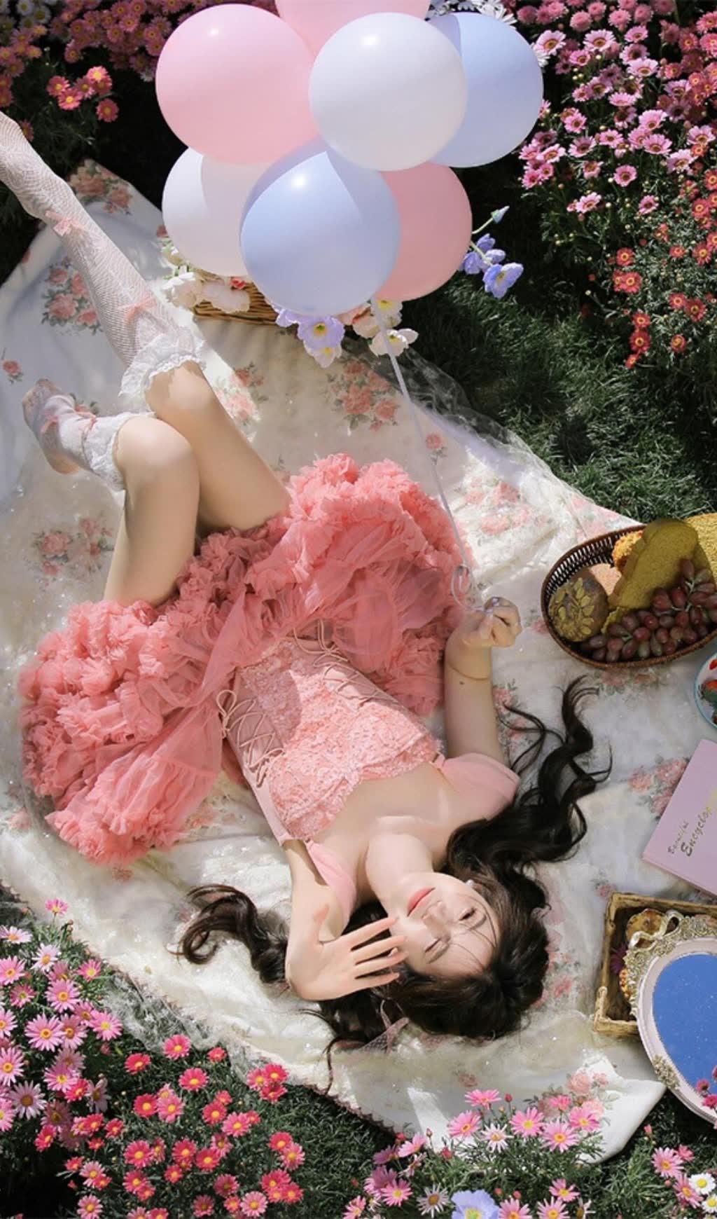 Pink Off - Shoulder Ruffled Corset Dama Dress