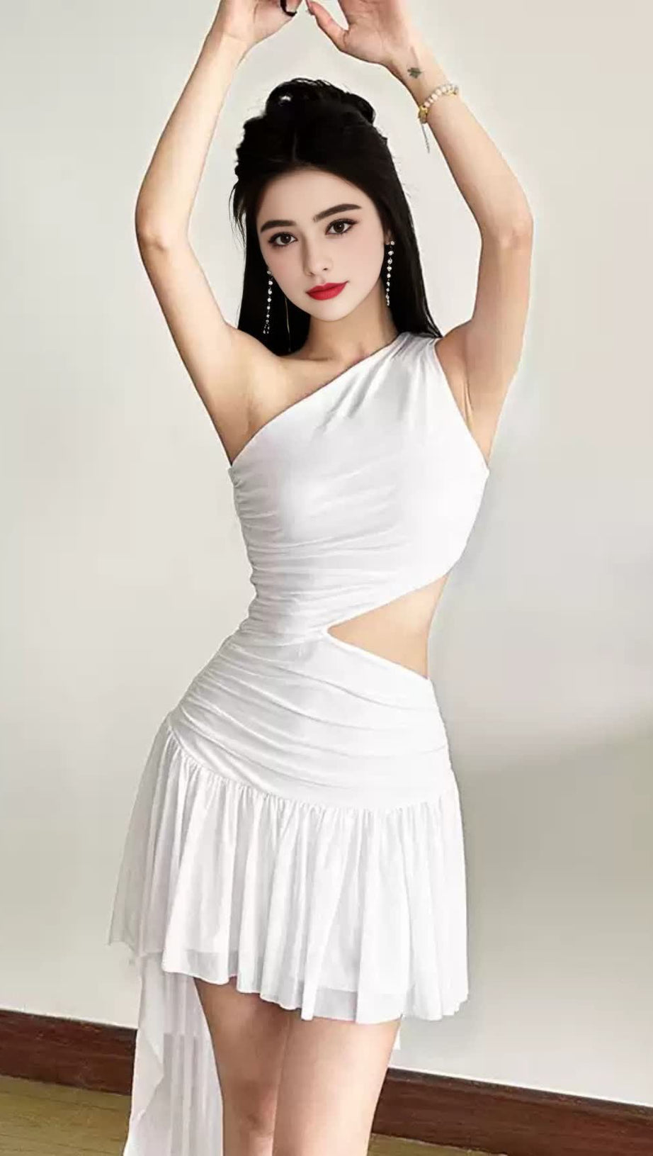 Weißes asymmetrisches Mini-Hoco-Kleid mit One-Shoulder-Ausschnitt 