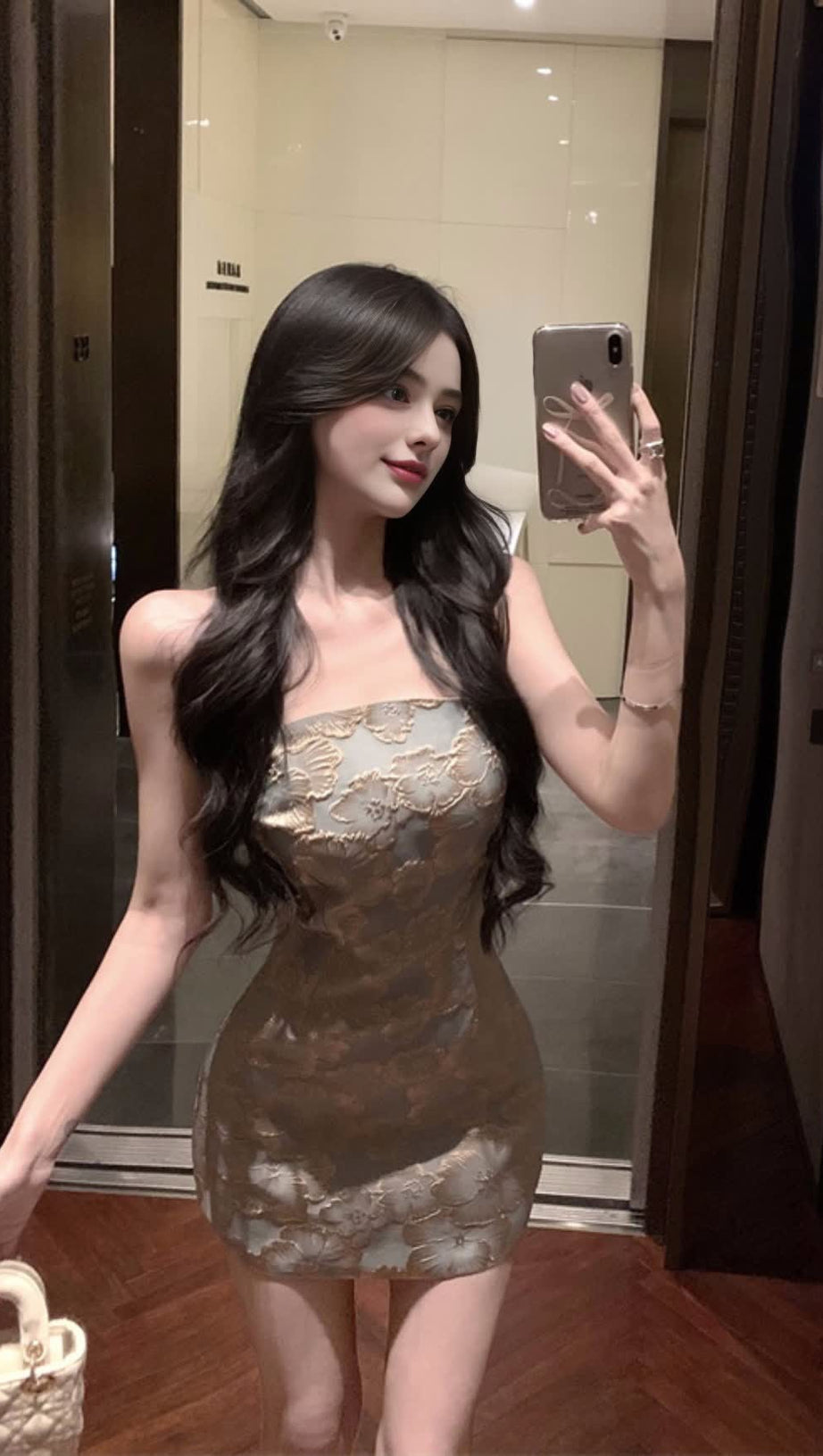 Trägerloses Mini-Hoco-Kleid aus Brokat 