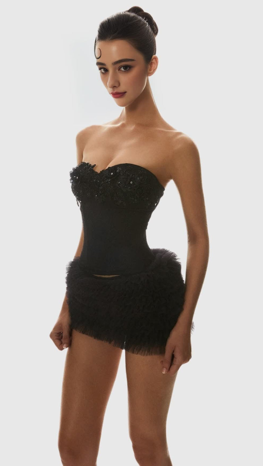 NKETIA SEQUIN EMBROIDERY STRAPLESS CORSET