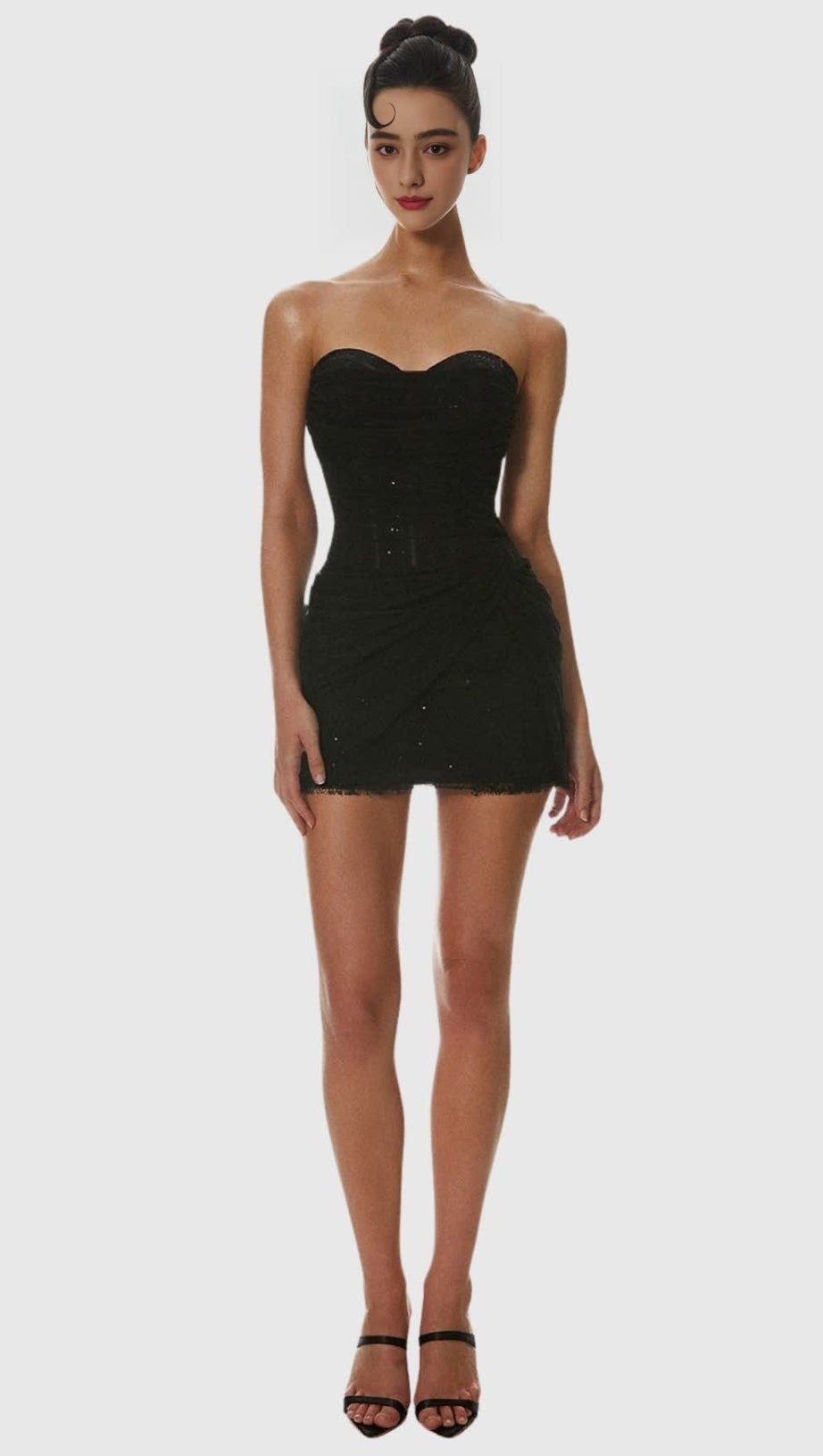 LISERRE SEQUIN STRAPLESS CORSET RUCHED MINI DRESS