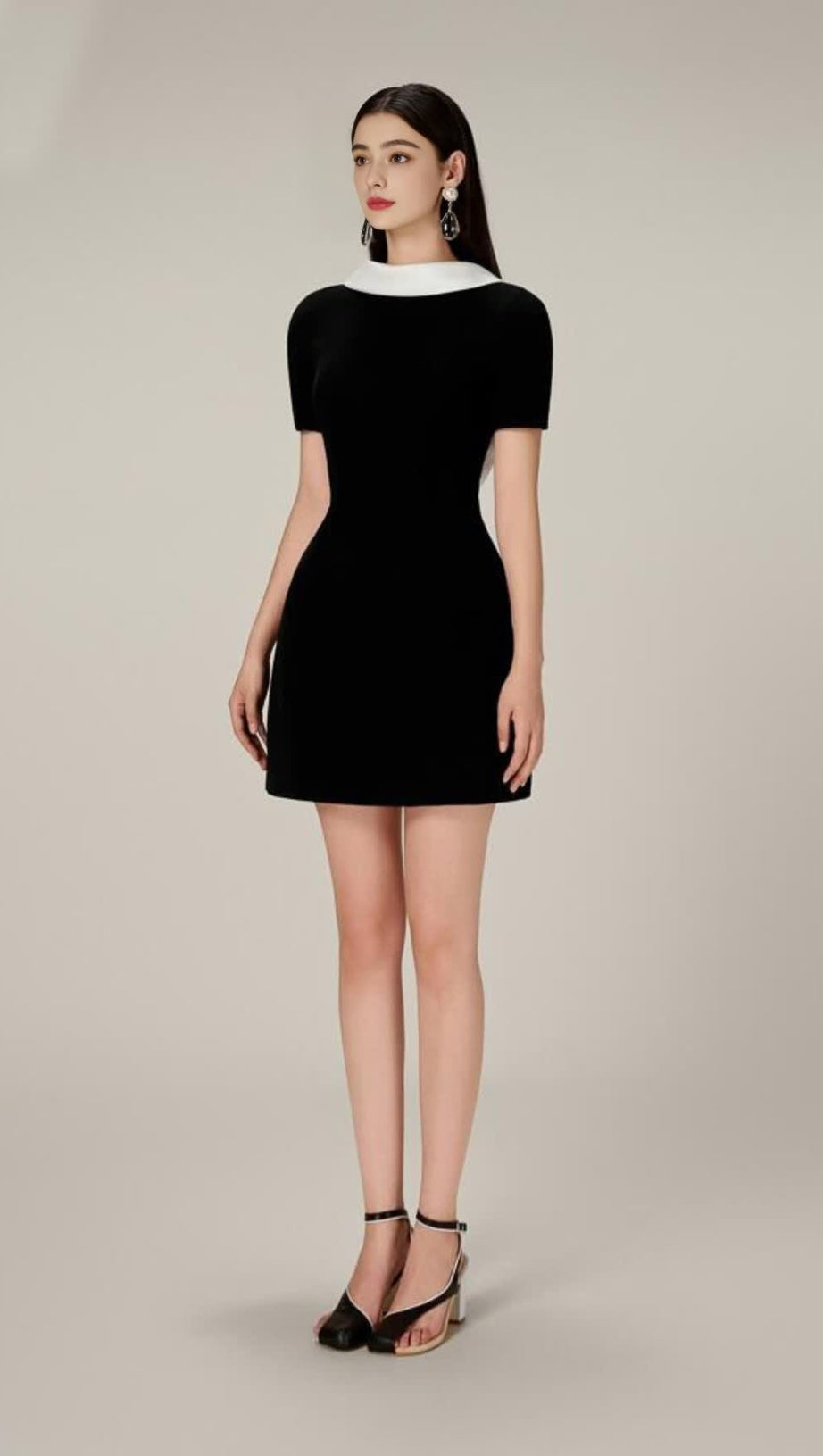 COWL NECK BACKLESS MINI DRESS IN BLACK