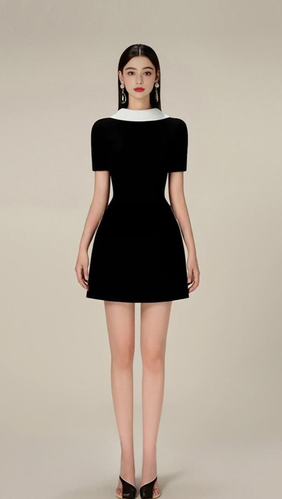 COWL NECK BACKLESS MINI DRESS IN BLACK