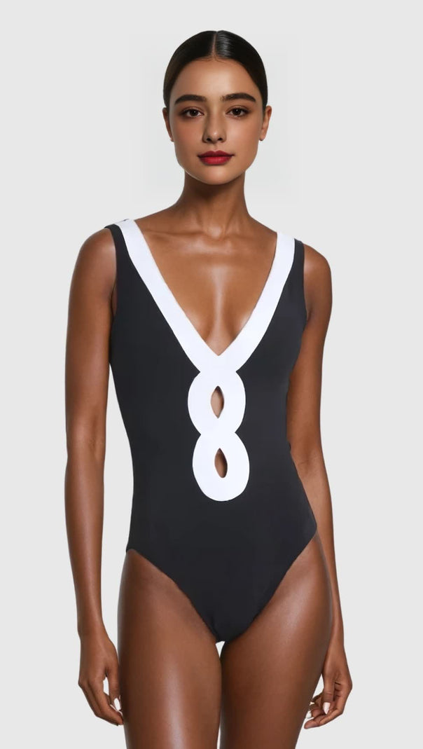 AIIZIE REBECCA PLUNGE CUTOUT ONE PIECE SWIMSUIT - product image
