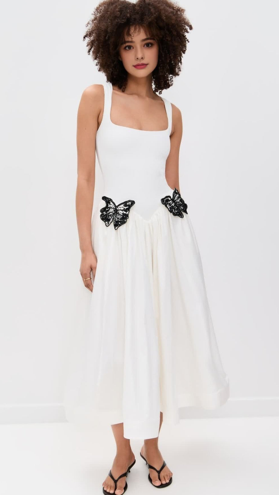 BUTTERFLY EMBELLISHED KNIT MIDI DRESS