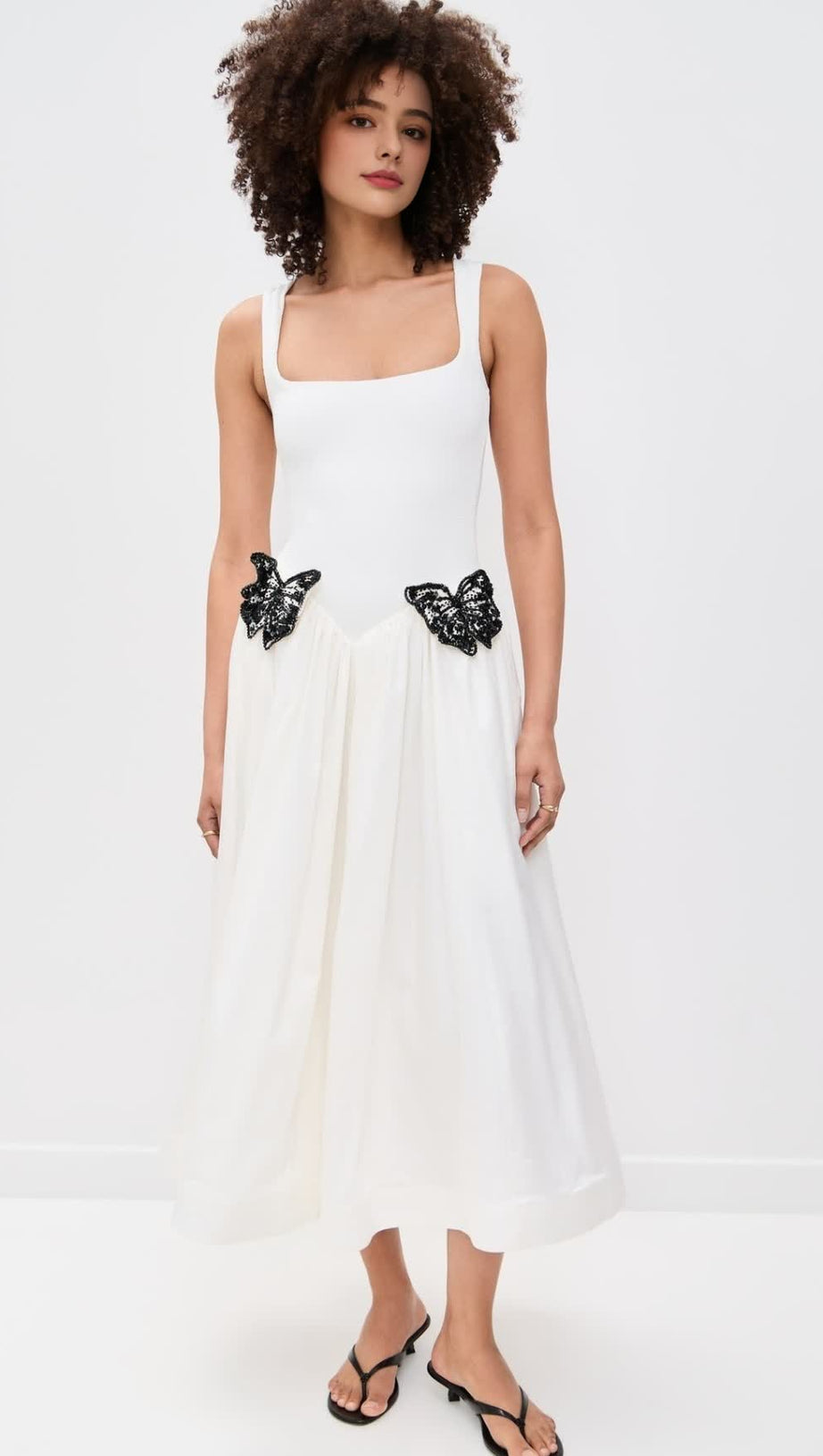 BUTTERFLY EMBELLISHED KNIT MIDI DRESS