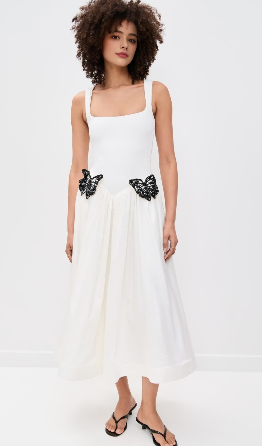 BUTTERFLY EMBELLISHED KNIT MIDI DRESS