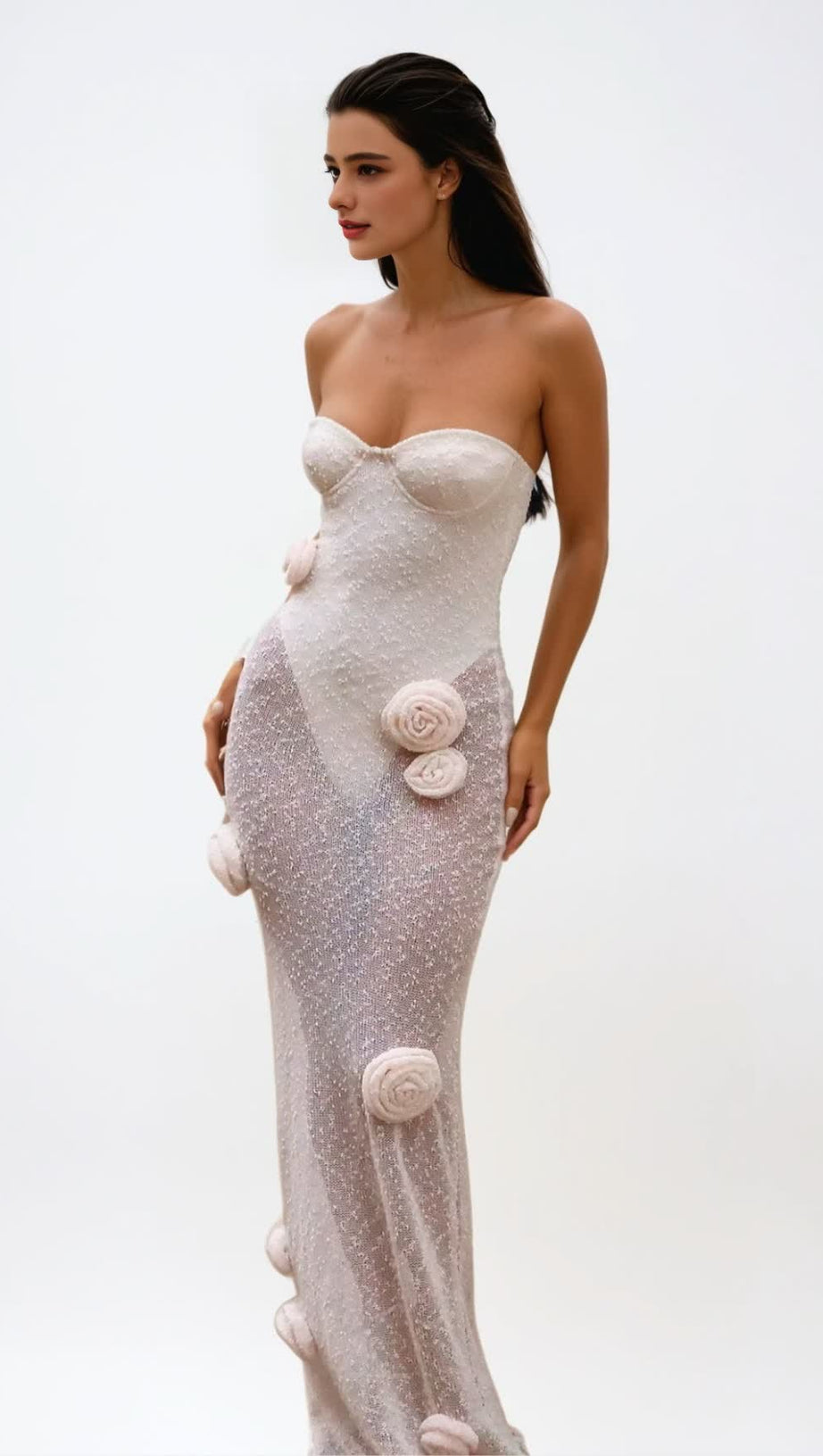 KATHERINE STRAPLESS FLOWER MAXI DRESS