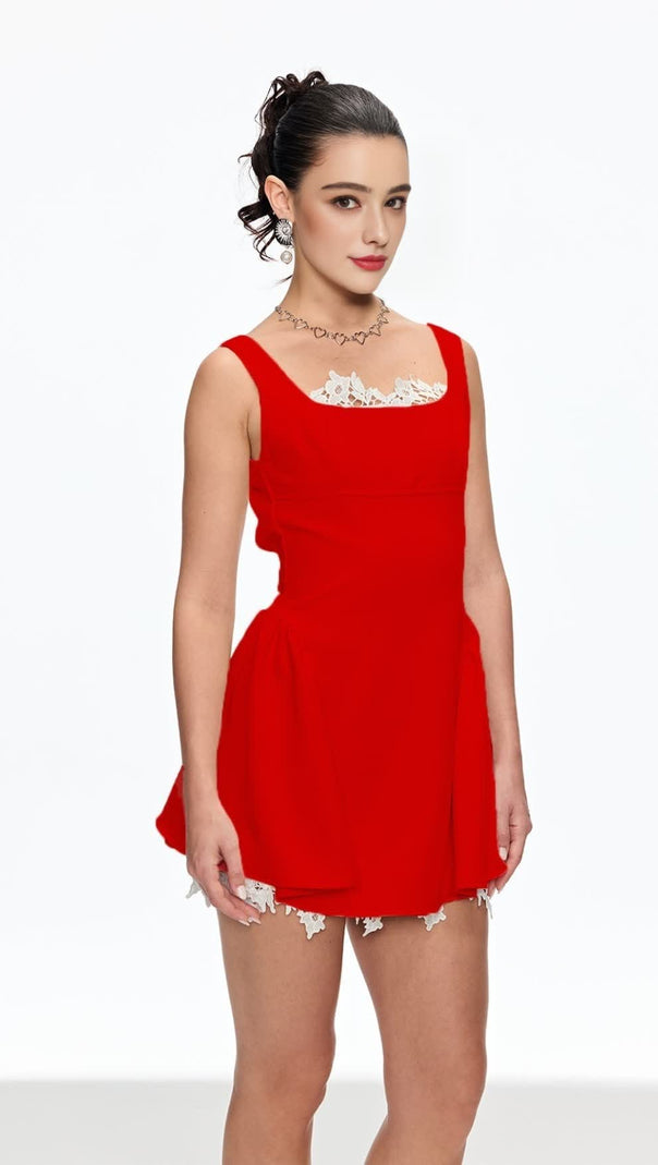 AIIZIE LORRAINE SLEEVELESS MINI DRESS IN RED - product image