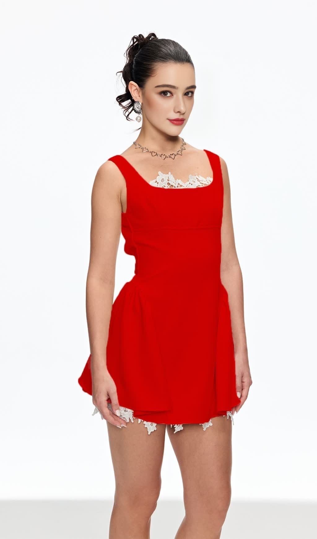 LORRAINE SLEEVELESS MINI DRESS IN RED