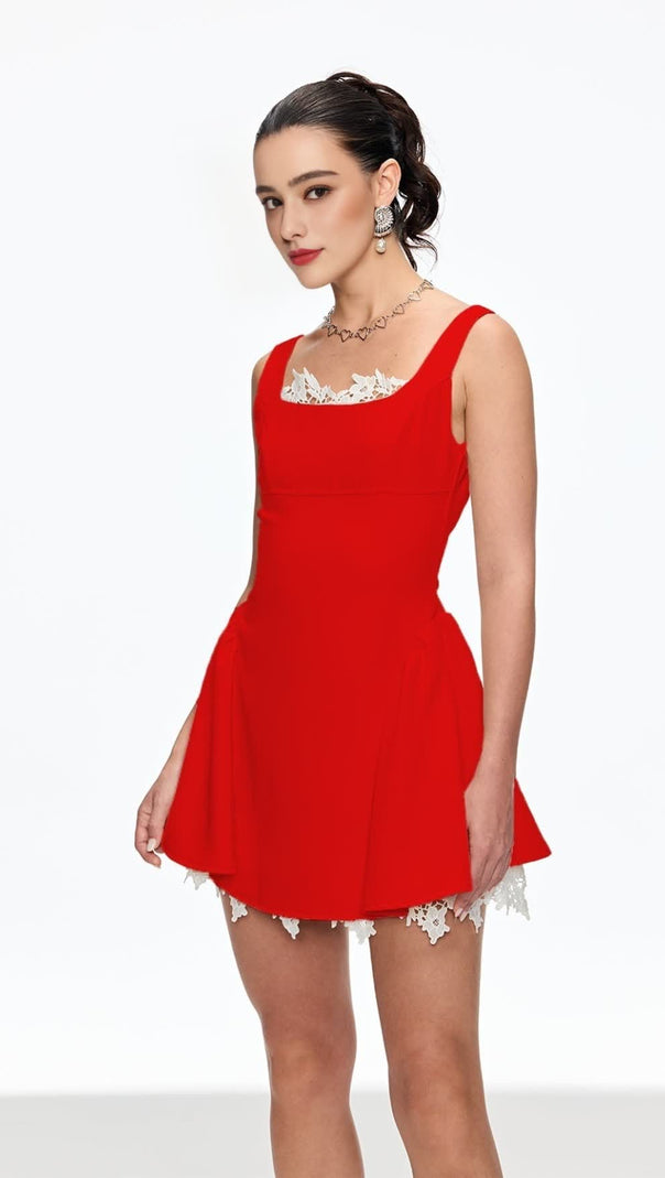 AIIZIE LORRAINE SLEEVELESS MINI DRESS IN RED - product image