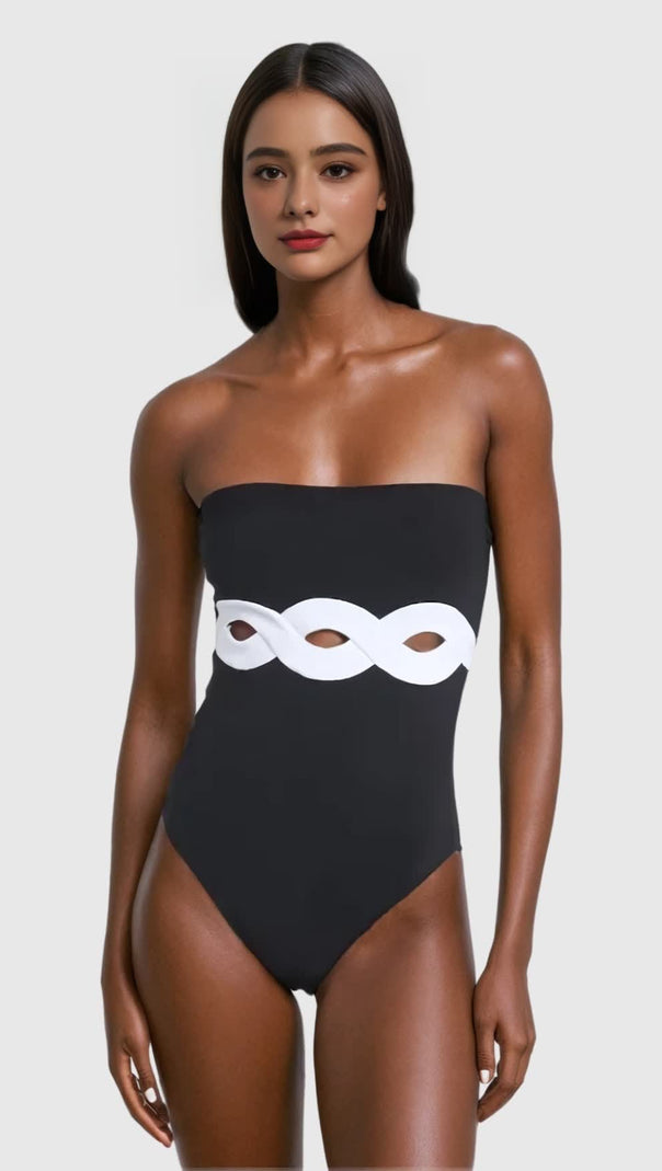 AIIZIE ODELETTE STRAPLESS CUTOUT ONE PIECE SWIMSUIT - product image