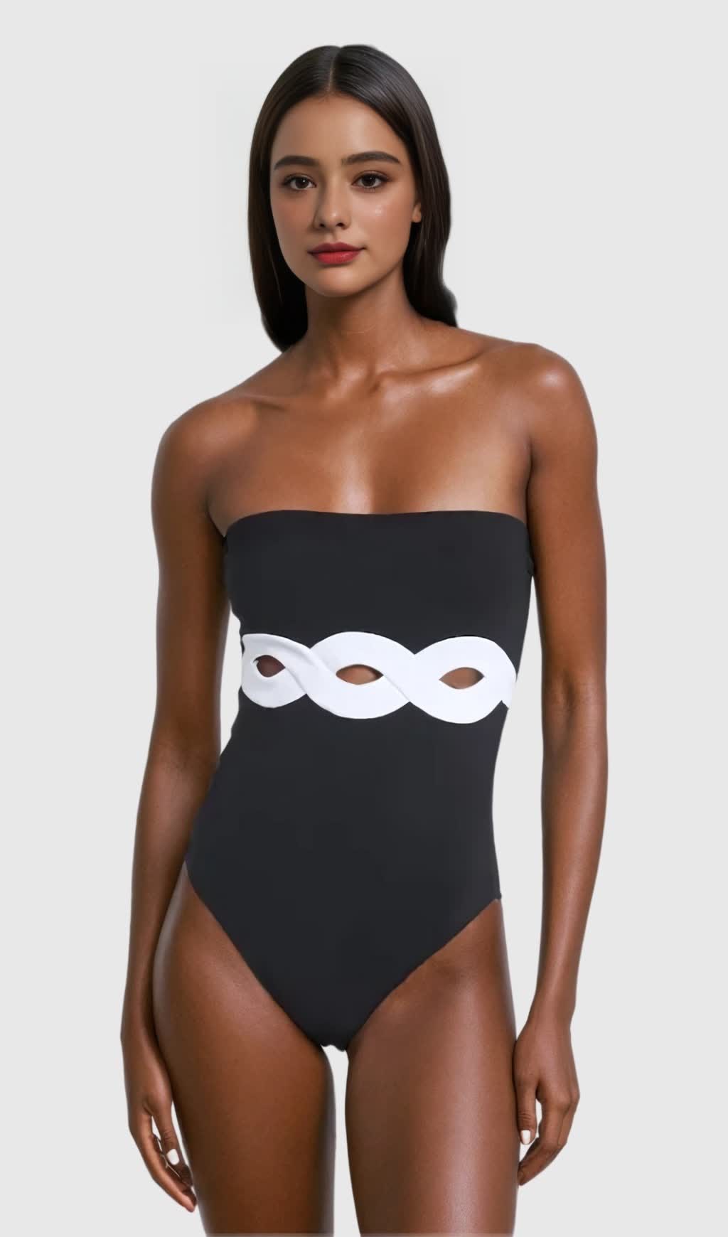 odelette – Trägerloser Badeanzug mit Cut-outs