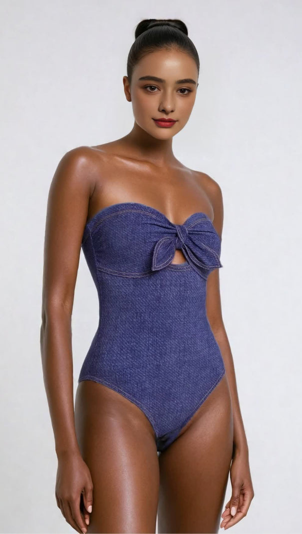AIIZIE MICHELLE STRAPLESS CUTOUT BODYCON SWIMSUIT - product image