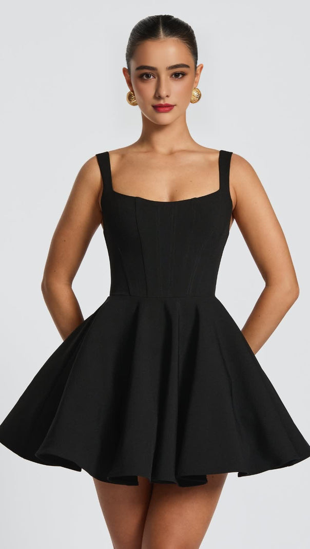 Kristin Minikleid mit Schleife hinten in Schwarz