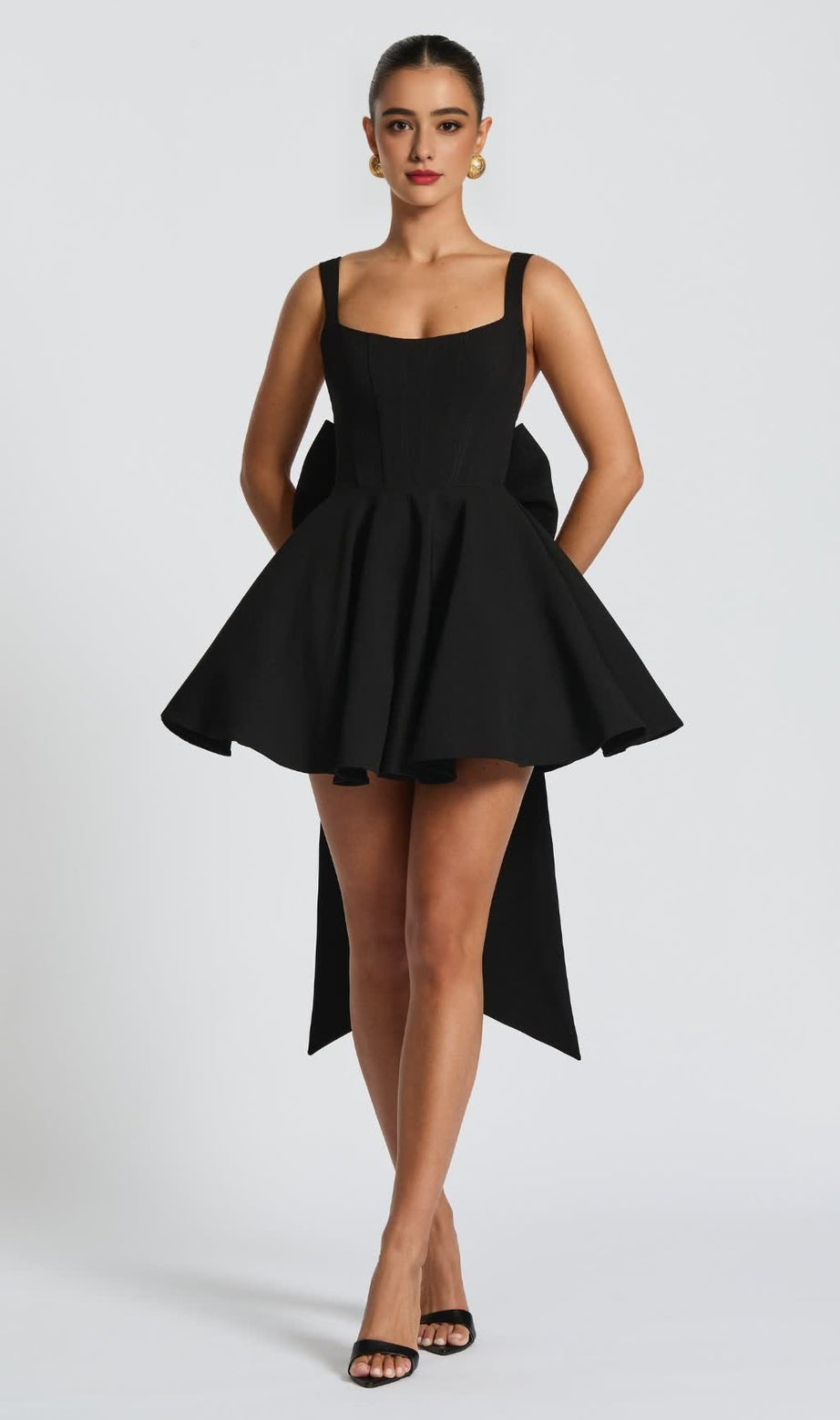 Kristin Minikleid mit Schleife hinten in Schwarz