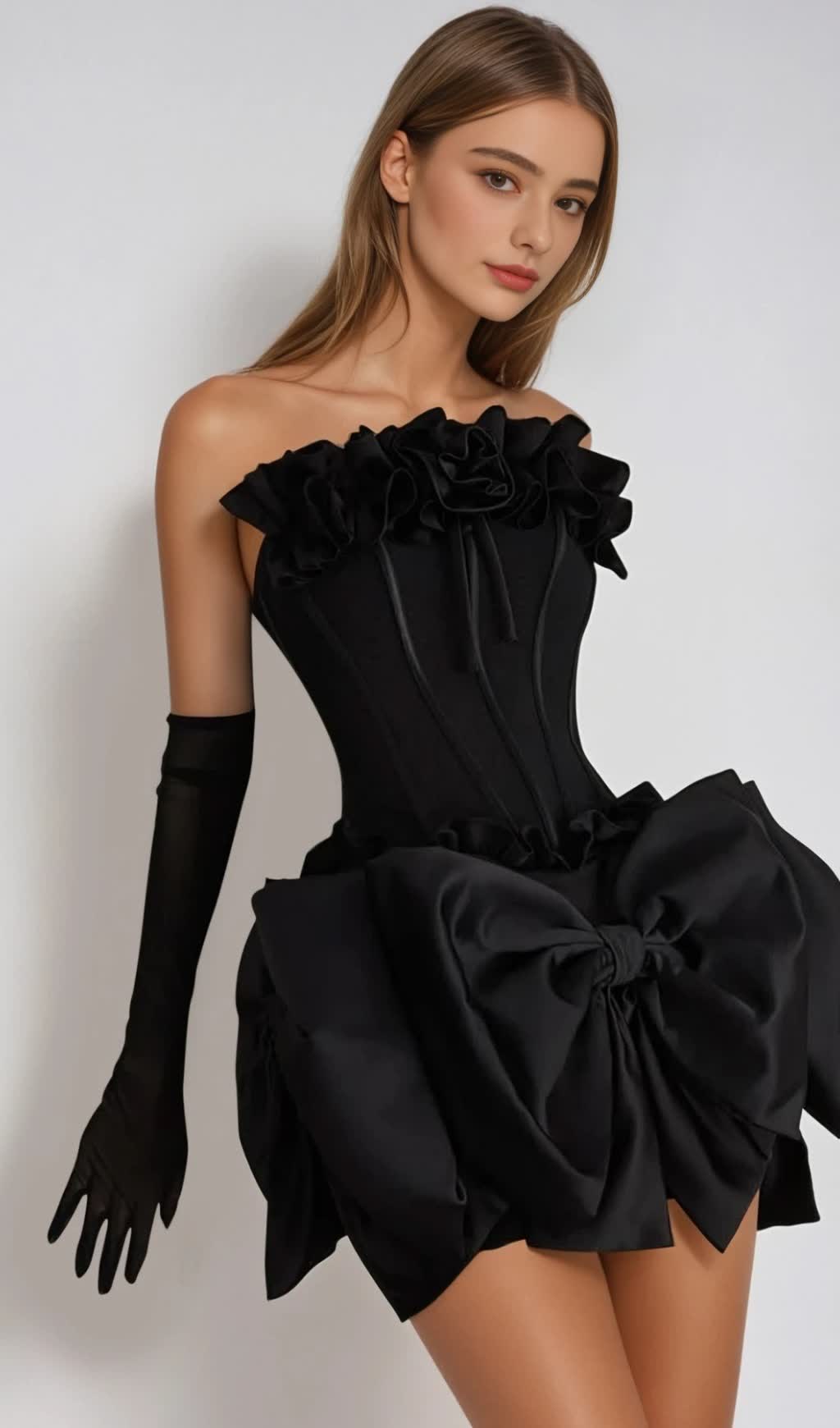PATRICIA FLOWER BOW CORSET SKIRT SET