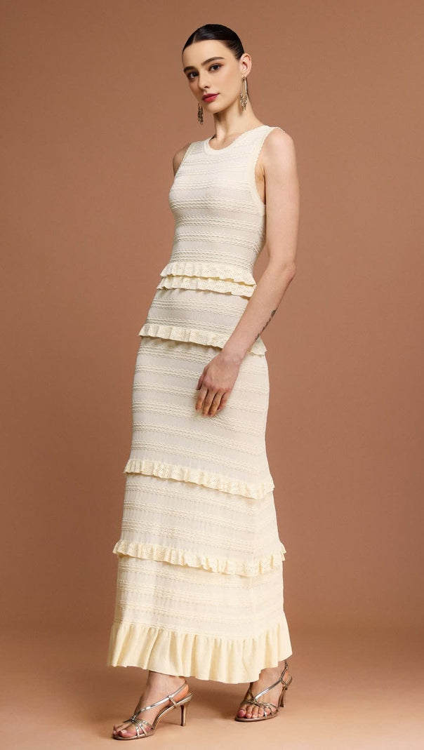 AIIZIE TRISTA ROUND NECK SLEEVELESS FOLDS MAXI DRESS - product image