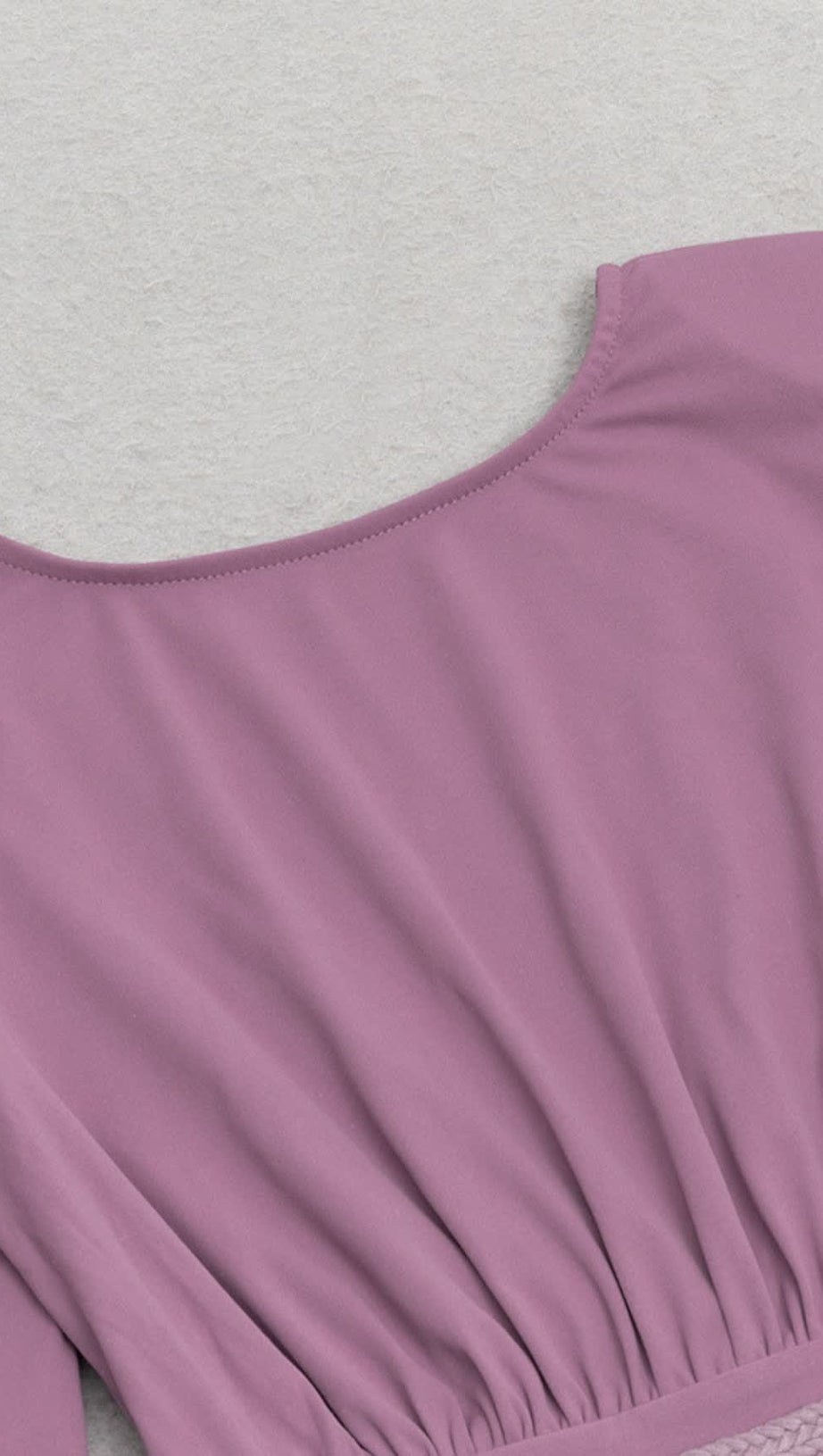 LONG - SLEEVE PLEATED - WAIST MAXI DRESS IN LILAC