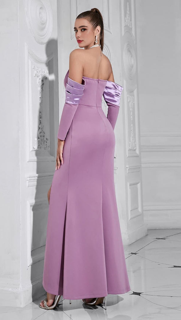 AIIZIE HALTER NECK SPLIT - SLEEVE SLIT MERMAID MAXI DRESS IN LILAC - product image