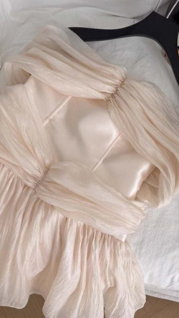 Smaragdgrünes, figurbetontes Chiffon-Minikleid mit Korsett-Taille
