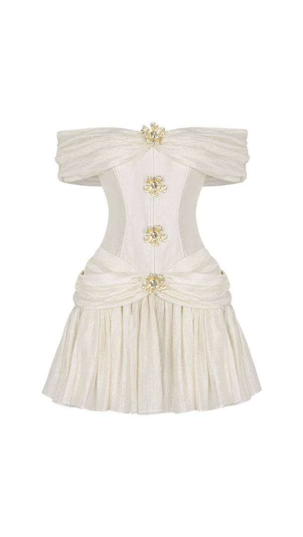 AIIZIE EMERALD FIT AND FLARE CORSET WAIST CHIFFON MINI DRESS - product image