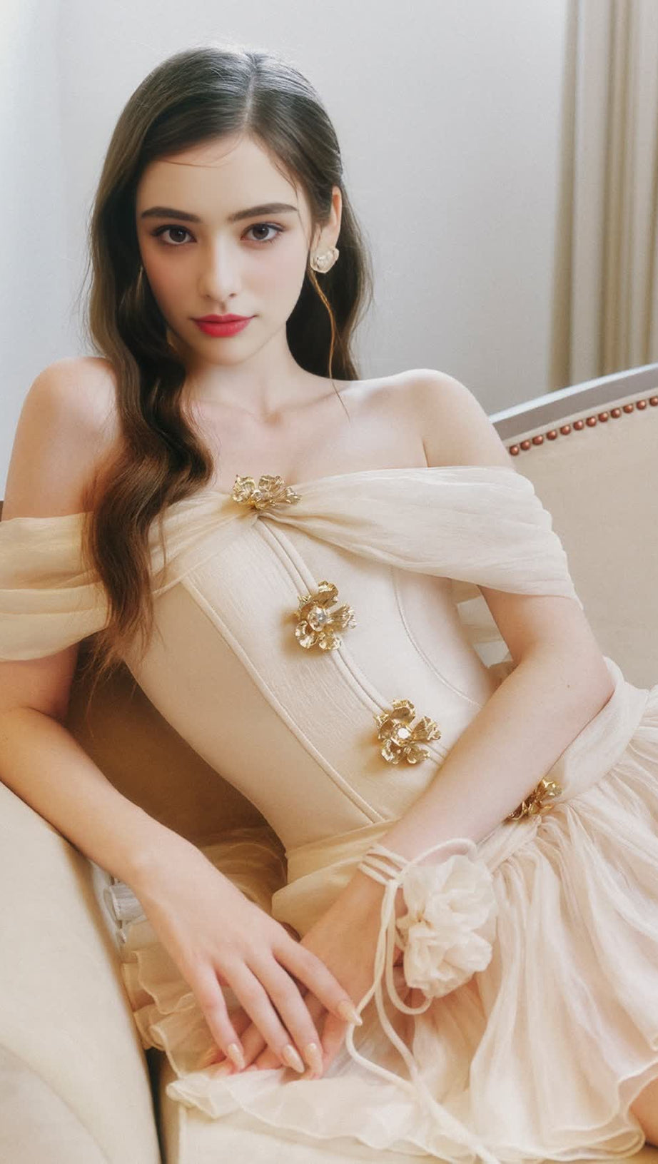 MINI ABITO IN CHIFFON CON VITA A CORSETTO FIT AND FLARE SFUMATO SMERALDO