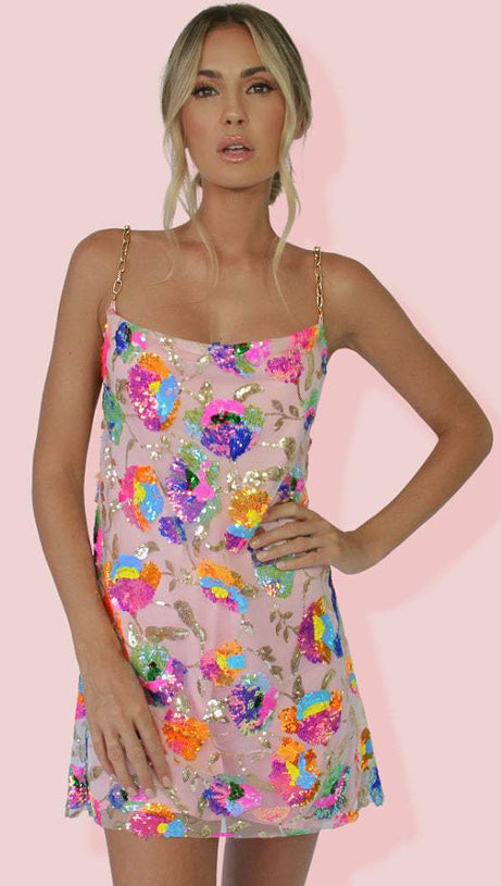 Fanny Embroidered Sequins Backless Mini Dress