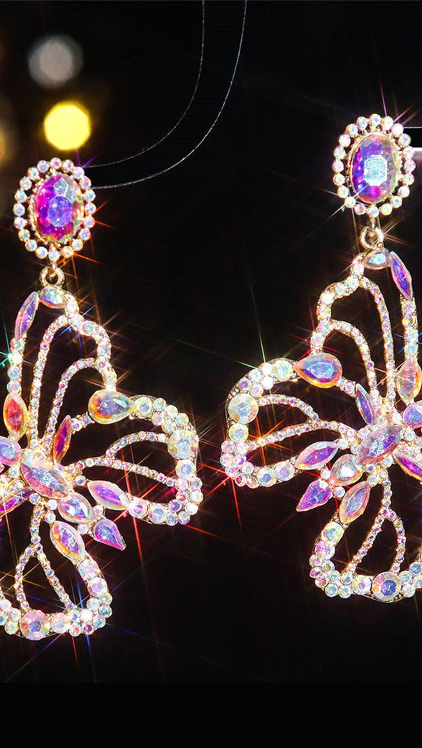 AIIZIE DONG RHINESTONE BUTTERFLY EARRINGS - product image