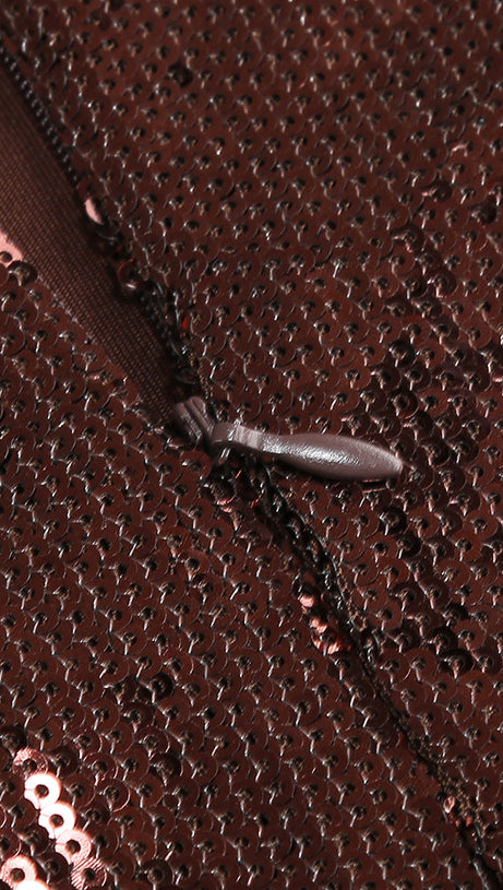 Irén Dazzling Bronze Sequin Strapless Bubble Mini Dress - Perfect for Parties & Cocktails