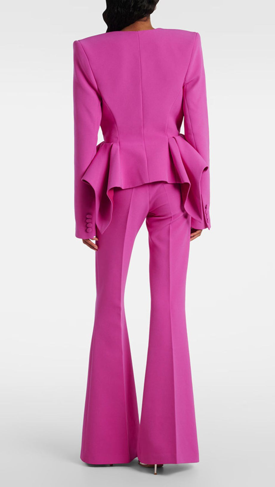 Jered Magenta Peplum Power Suit Set - Women's Chic Two-Piece Blazer & Wide-Leg Pants