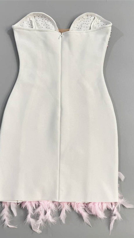 HITA PINK STRAPLESS BEADED FLORAL BANDAGE MINI DRESS - PARTY GLAM