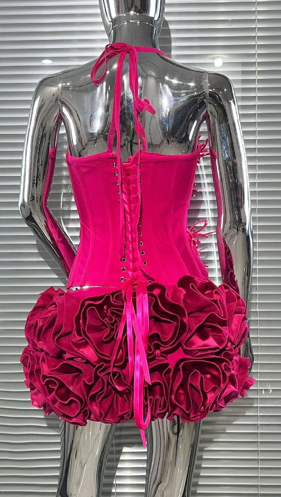 Joslyn Fiery Red Rose & Bandage Corset Two-Piece Set