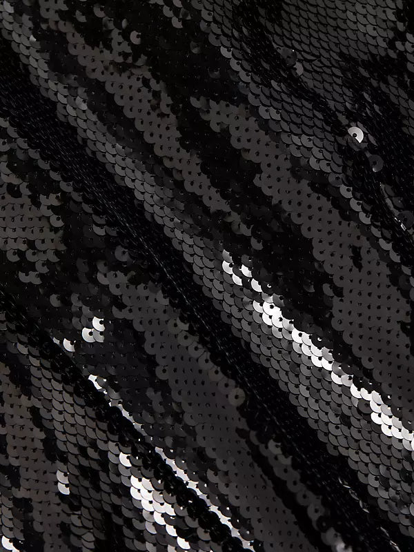 PEPLUM WAIST SEQUIN MAXI DRESS IN BLACK