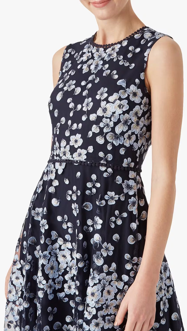 AIIZIE LILITH FLORAL MIDI DRESS IN NAVY - product image