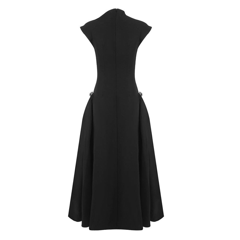 Skater-Maxikleid Schwarz 
