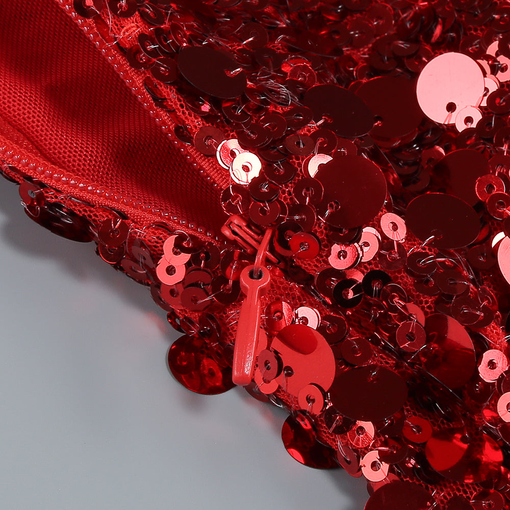 Basia – Ärmelloses Maxikleid mit Pailletten in Rot