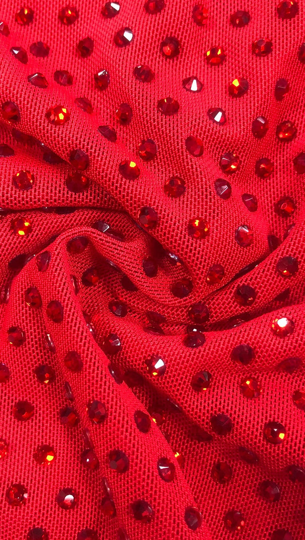 AIIZIE URSULA 3D FLOWER SEQUIN HALTER MAXI DRESS IN RED - product image