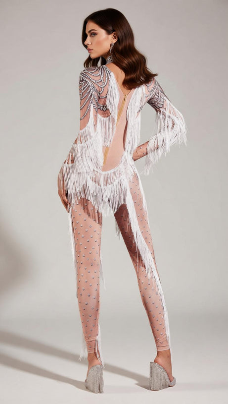 Firdaus Dazzling Fringe & Crystal Embellished Jumpsuit