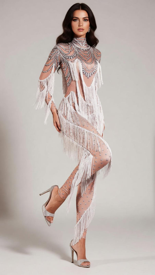 AIIZIE Firdaus Dazzling Fringe & Crystal Embellished Jumpsuit - product image