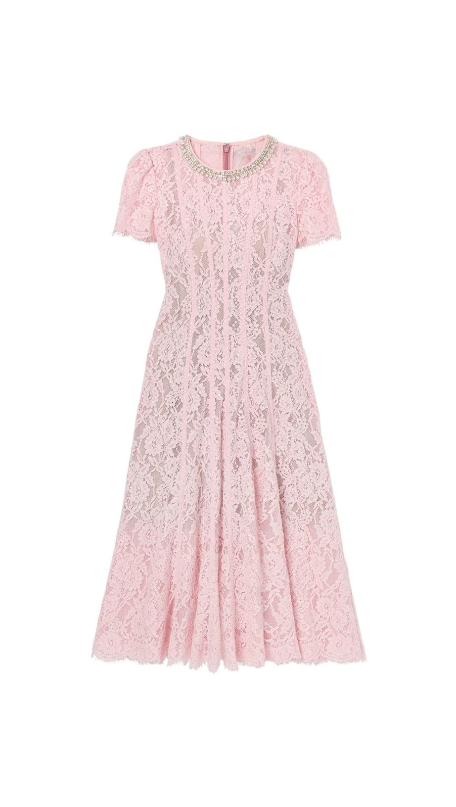 Midikleid mit Spitzenverzierung in Rosa