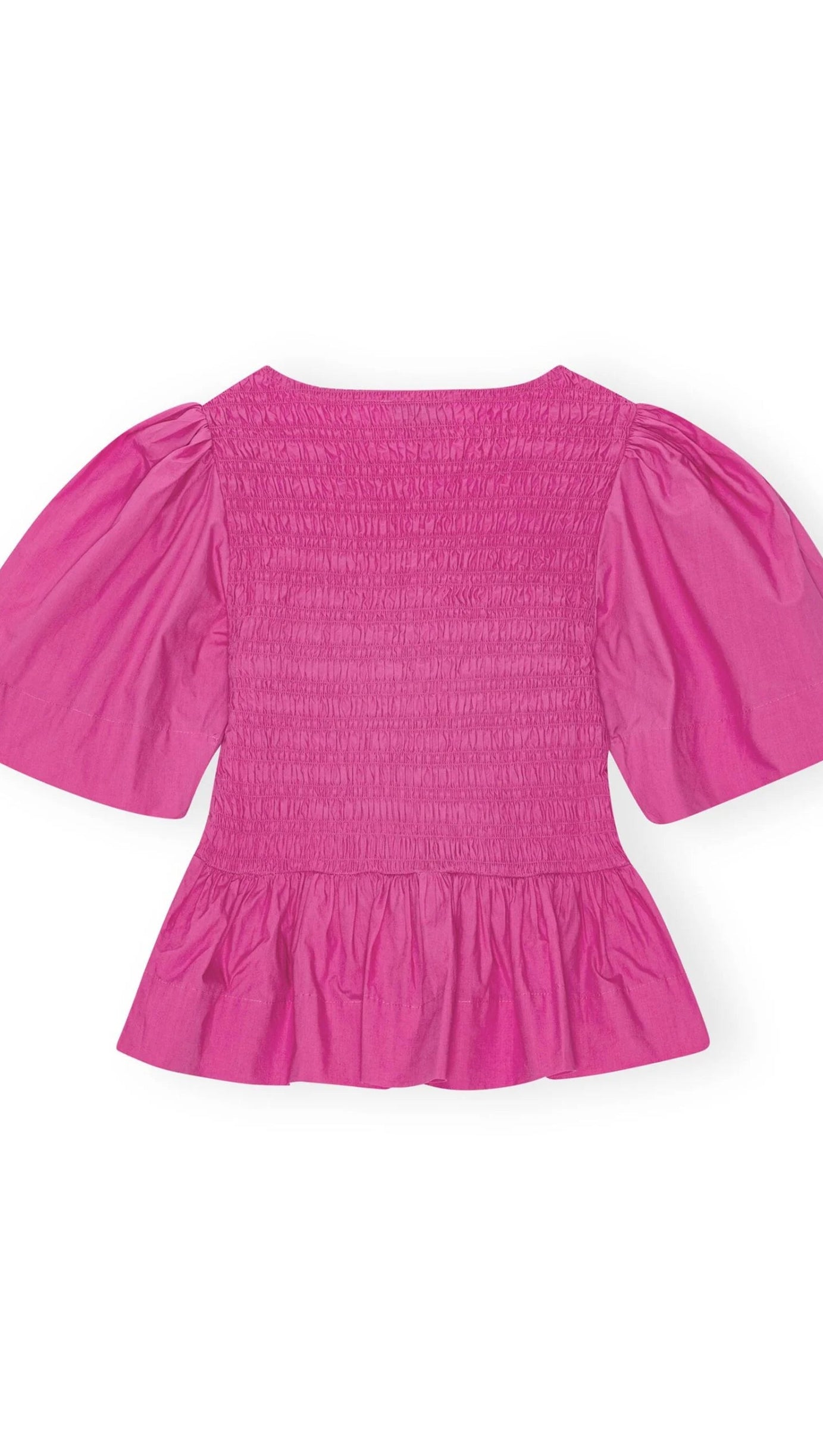 BLUSA ROSA CON PEPLUM ARRICCIATO 