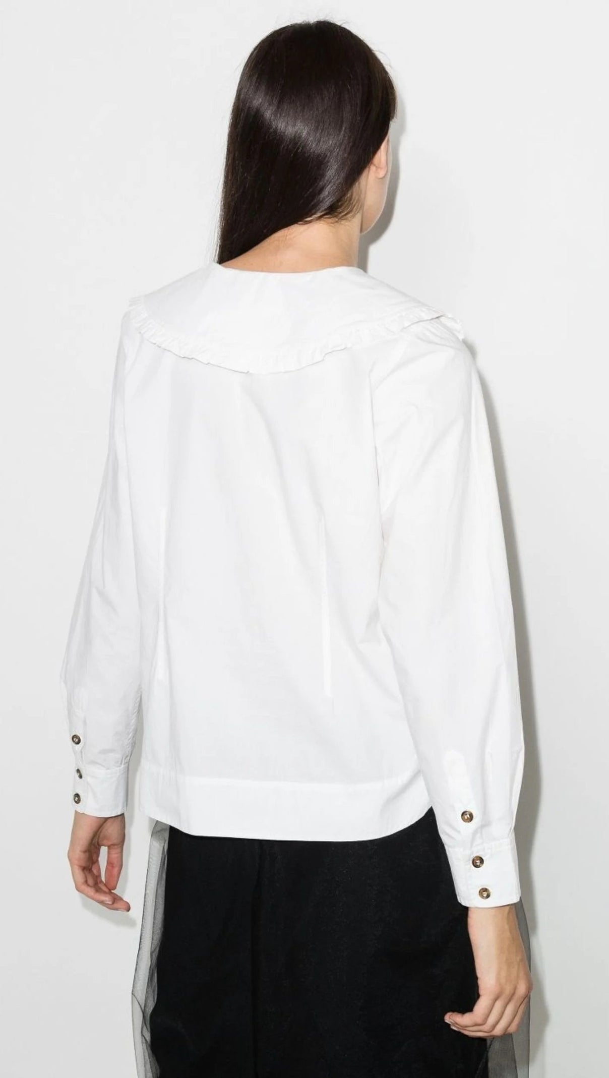 AIIZIE WHITE OVERSIZED COLLAR COTTON BLOUSE - product image