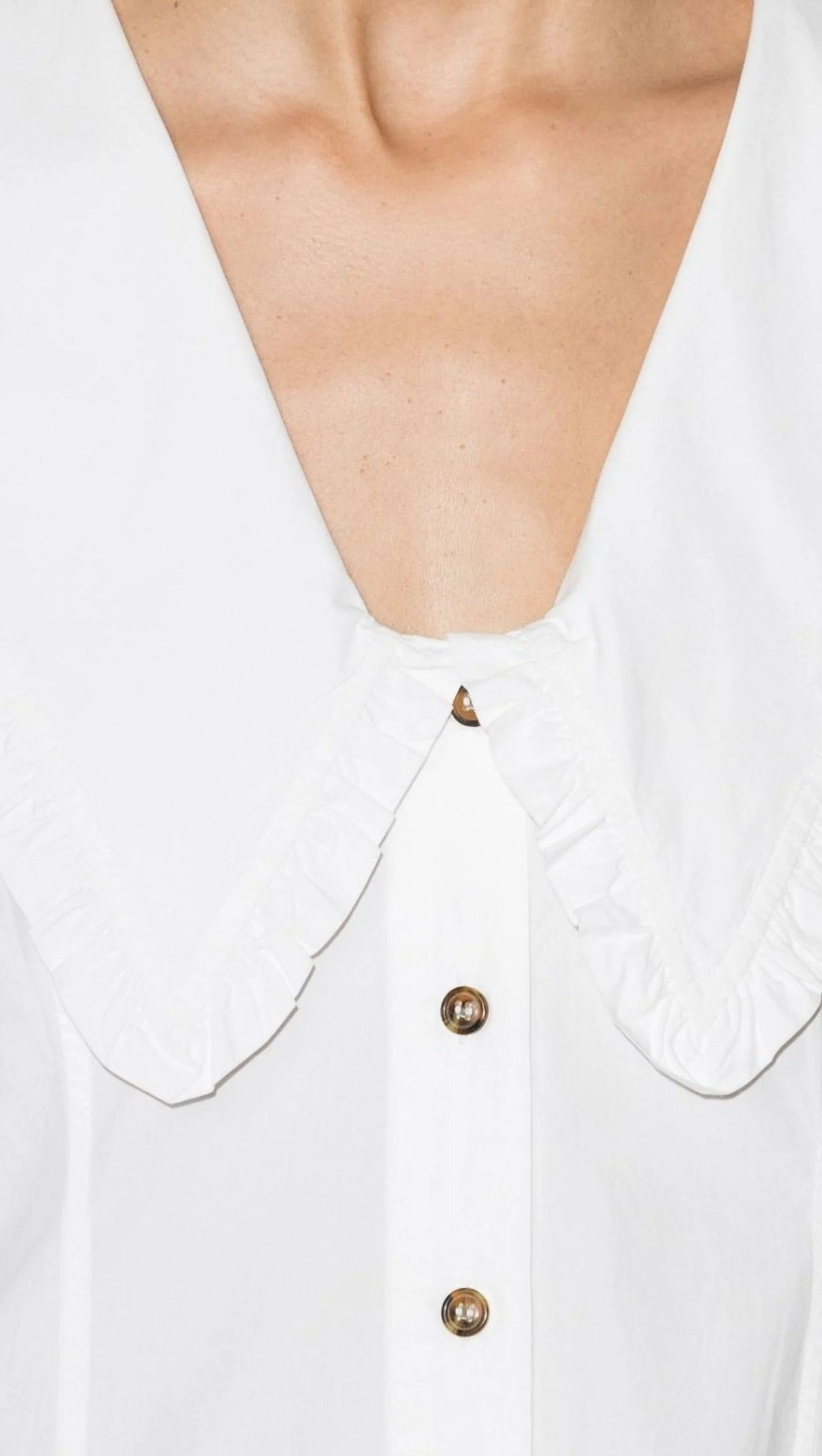 AIIZIE WHITE OVERSIZED COLLAR COTTON BLOUSE - product image
