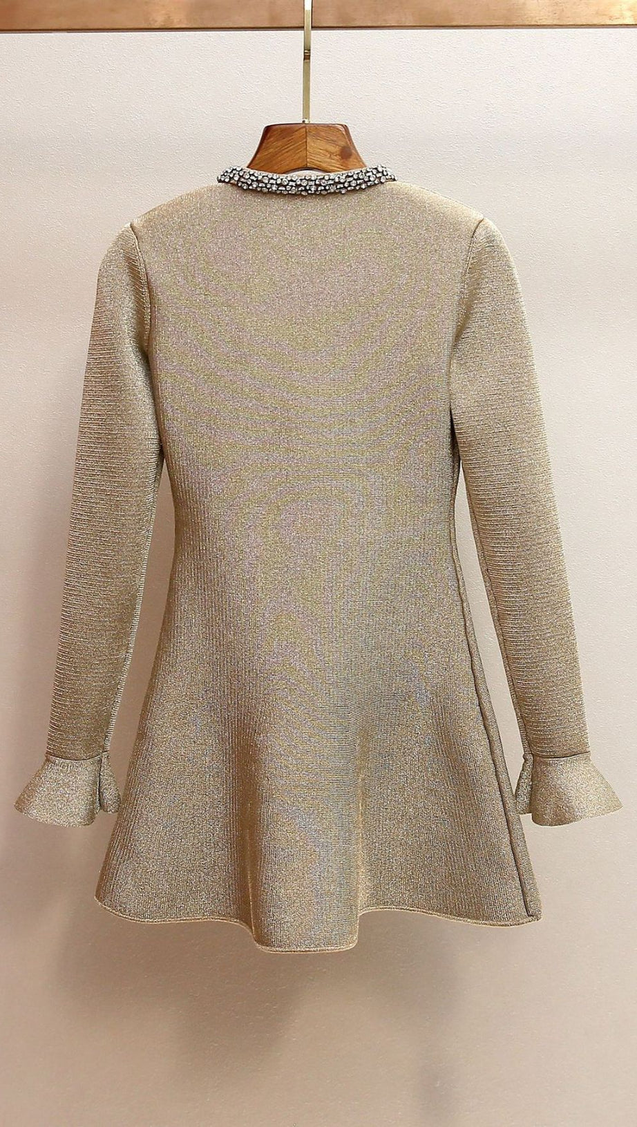 Sparkling Gold Crystal Embellished Mini Dress