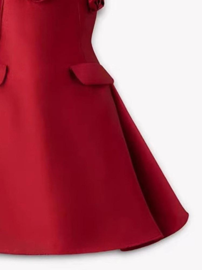 josephine 3d flower a-line mini dress in red